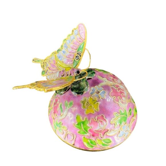 Sankyo Butterfly Cloisonne Enamel Fairy Fantasy Romance Metal Figure Multicolor - Picture 1 of 14